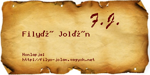Filyó Jolán névjegykártya